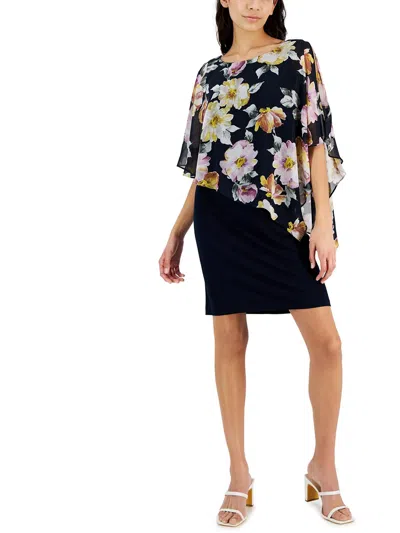 Connected Apparel Womens Chiffon Mini Dress In Multi