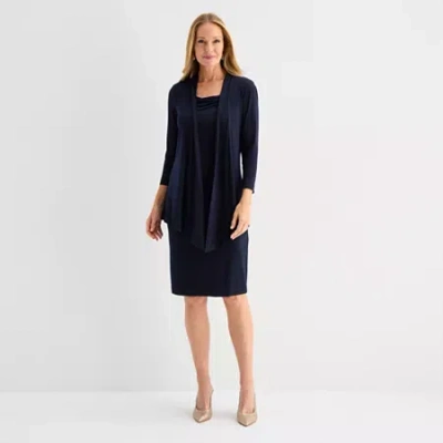 Connected Apparel Womens Faux-jacket Dress In Blue