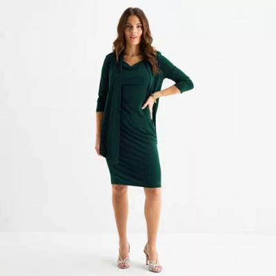 Connected Apparel Womens Faux-jacket Dress In Green