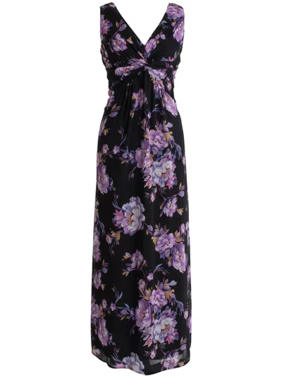 Connected Apparel Womens Floral Print Chiffon Evening Dress In Multi
