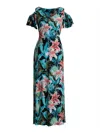 CONNECTED APPAREL WOMENS FLORAL PRINT POLYESTER MAXI DRESS