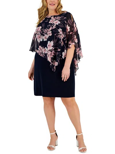 Connected Apparel Womens Floral Print Polyester Midi Dress In Multi