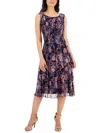 CONNECTED APPAREL WOMENS FLORAL PRINT SLEEVELESS MIDI DRESS
