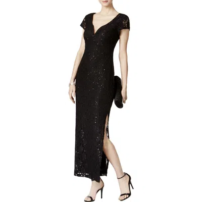 Connected Apparel Womens Lace Embellished Evening Dress In Black