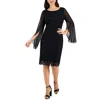 Connected Apparel Womens Lace Overlay Knee Length Sheath Dress In Blue