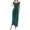 Connected Apparel Plus Womens Sequin Lace Evening Dress In Green