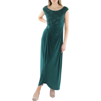 Connected Apparel Womens Lace Overlay Prom Party Dress In Green