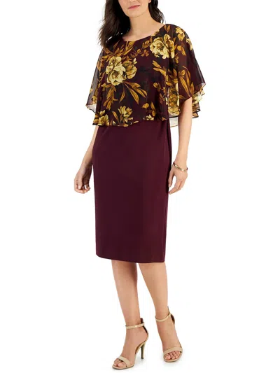 CONNECTED APPAREL WOMENS MIDI MIXED-MEDIA WEAR TO WORK DRESS