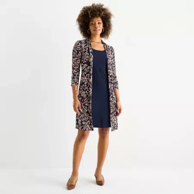 Connected Apparel Womens Paisley Jacket Dress In Multi