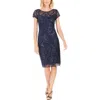 Connected Apparel Womens Party Short Sheath Dress In Blue
