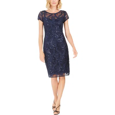 Connected Apparel Womens Party Short Sheath Dress In Blue