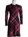 Connected Apparel Womens Pleated Button Trim Midi Dress In Pink