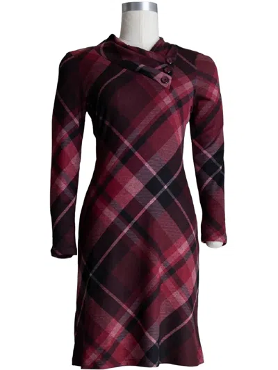 Connected Apparel Womens Pleated Button Trim Midi Dress In Pink