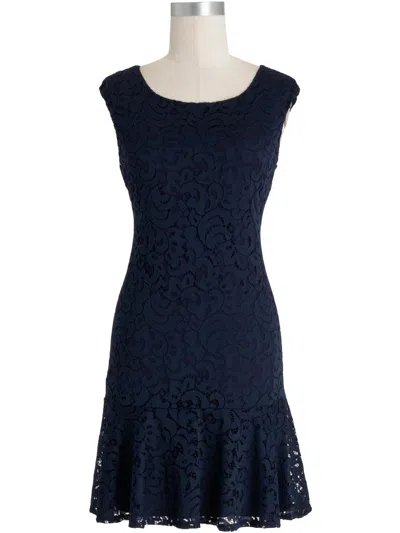 Connected Apparel Womens Ruffled Hem Mini Sheath Dress In Blue