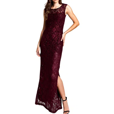 Connected Apparel Womens Sequined Lace Evening Dress