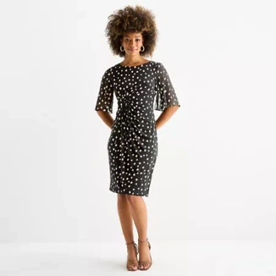 Connected Apparel Womens Short Sleeve Dots Sheath Dress In Multi