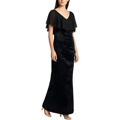 Connected Apparel Womens Solid Velvet Evening Dress In Black