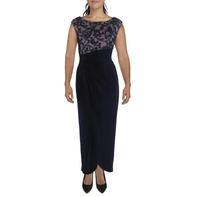 Connected Apparel Womens Soutache Long Evening Dress In Black
