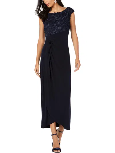 Connected Apparel Womens Textured Ruched Semi-formal Dress In Blue