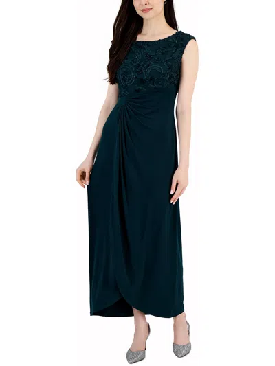 Connected Apparel Womens Textured Ruched Semi-formal Dress In Green