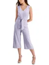 CONNECTED APPAREL WOMENS TIE-FRONT V-NECK JUMPSUIT