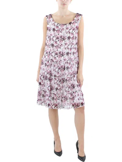 Connected Apparel Womens Tiered Knee-length Mini Dress In Multi