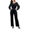 Connected Apparel Womens Chain Pintuck Jumpsuit In Black