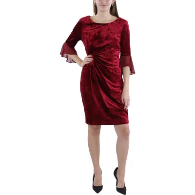 Connected Apparel Womens Velvet Midi Cocktail And Party Dress In Red