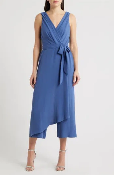 Connected Apparel Wrap Jumpsuit In Denim