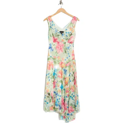 Connected Apparel Yoryu Asymmetric Midi Dress In Multi