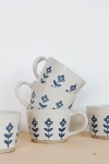 CONNECTED GOODS BLUE BLOOMS CERAMIC MUG IN NEUTRAL AT URBAN OUTFITTERS
