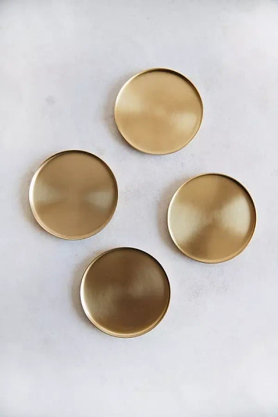 Connected Goods Brass Coaster Set In Gold