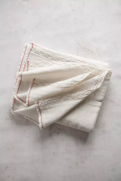 Connected Goods Cotton & Lace Tablecloth In White