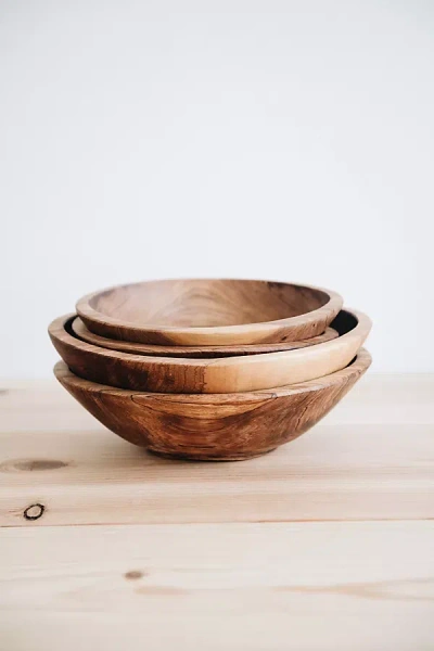 Connected Goods Hand Carved Olive Wood Serving Bowl In Brown