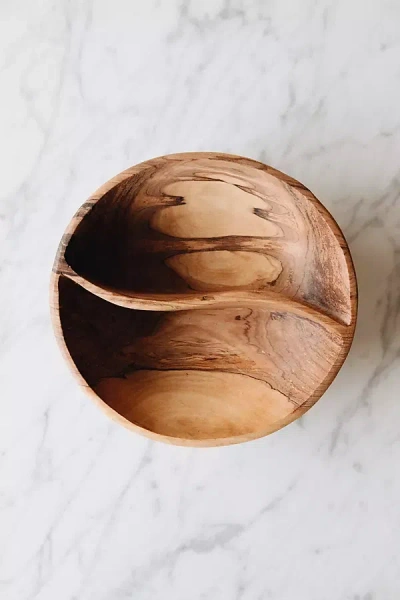 Connected Goods Hand Carved Olive Wood Split Serving Bowl In Brown