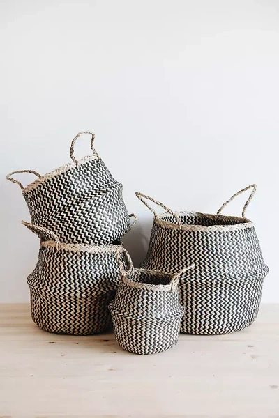 Connected Goods Lou Zig Zag Belly Basket In Gray
