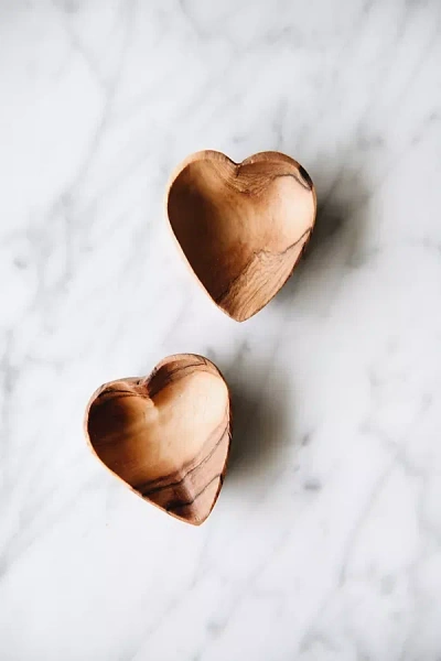 Connected Goods Mini Wood Heart Dish Set In Brown