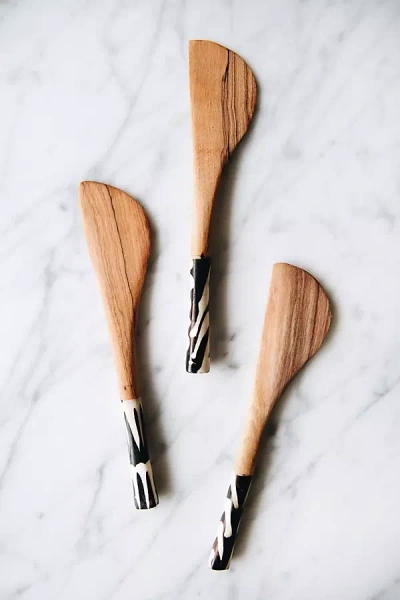 Connected Goods Olive Wood Cheese Knife In Brown