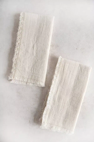Connected Goods Pointelle Lace Napkin Set In White