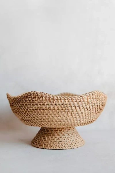 Connected Goods Rhode Rattan Scalloped Bowl In Neutral