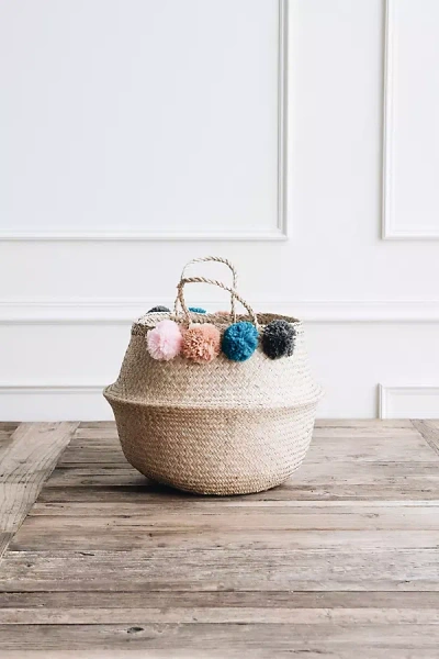 Connected Goods Rudy Pom Pom Belly Basket In Neutral