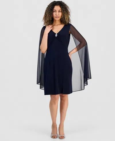 Connected Petite Capelet Sheath Dress In Blue