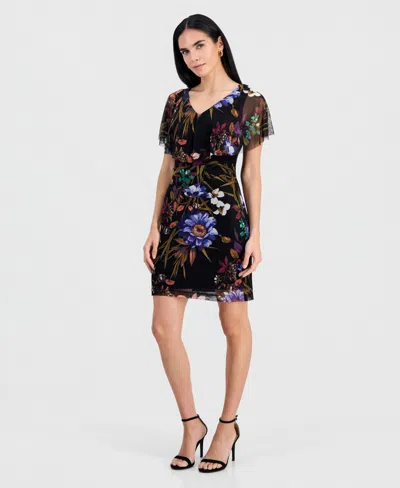 Connected Petite Mesh Sheath Dress In Black