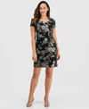 Connected Petite Metallic Floral Print Sheath Dress