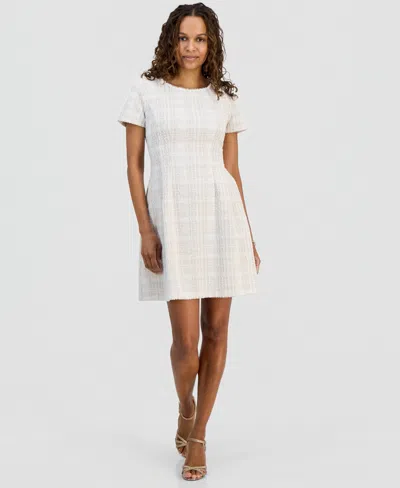 Connected Petite Ponte Front-tuck Fit & Flare Dress