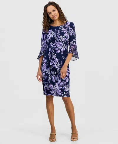 Connected Petite Printed Side Tab Sheath Dress