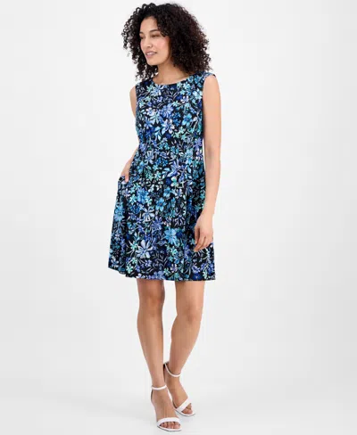 Connected Petite Printed Sleeveless Fit & Flare Dress