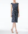Connected Petite Side-gathered Boat-neck Sheath Dress