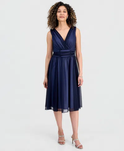 Connected Petite Sleeveless Chiffon Midi Dress