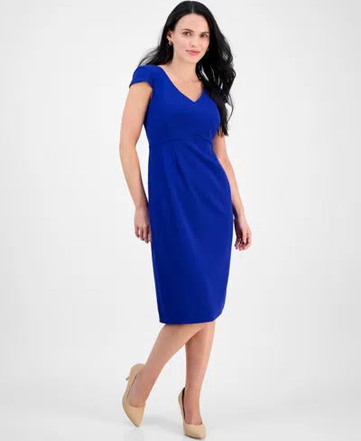 Connected Petite Structured V-neck Sheath Dress